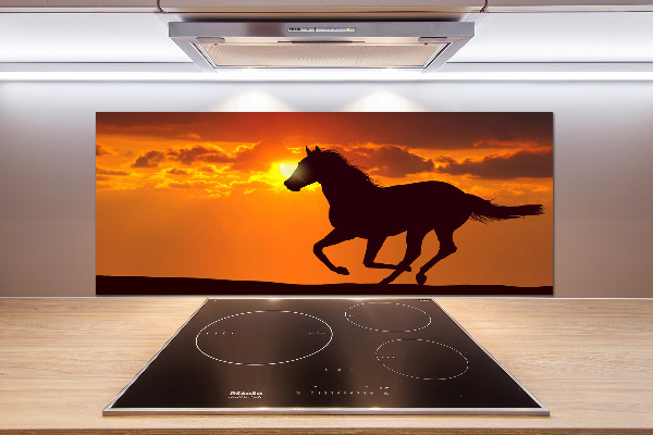 Küchen wandpaneel Sonnenuntergang am Pferd