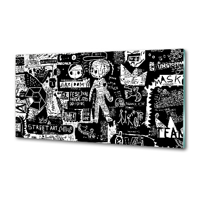 Glasrückwand für die küche Graffiti