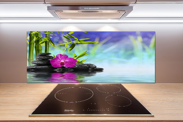 Glasrückwand für die küche Bambusorchidee