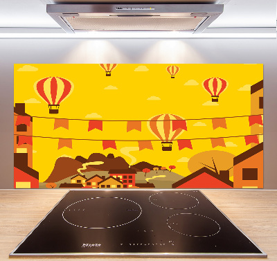 Glasrückwand für die küche Ballons über der Stadt