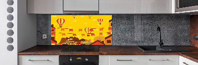 Glasrückwand für die küche Ballons über der Stadt