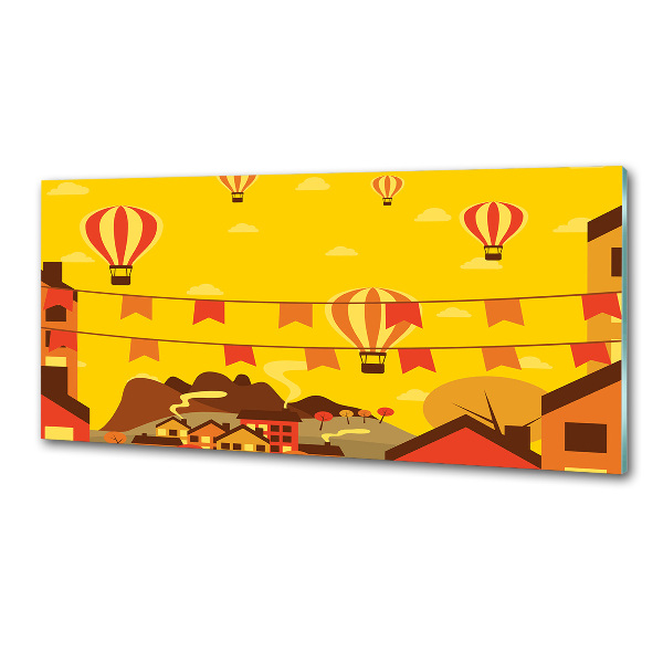 Glasrückwand für die küche Ballons über der Stadt