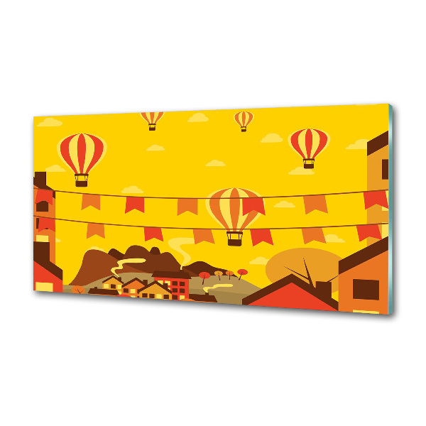 Glasrückwand für die küche Ballons über der Stadt