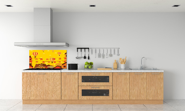 Glasrückwand für die küche Ballons über der Stadt