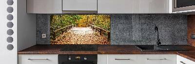 Küchen wandpaneel Brücke im Herbstwald