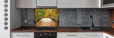 Küchen wandpaneel Brücke im Herbstwald