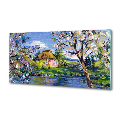 Glasrückwand für die küche Frühlingslandschaft