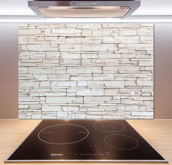 Küchen wandpaneel Weiße Steinmauer