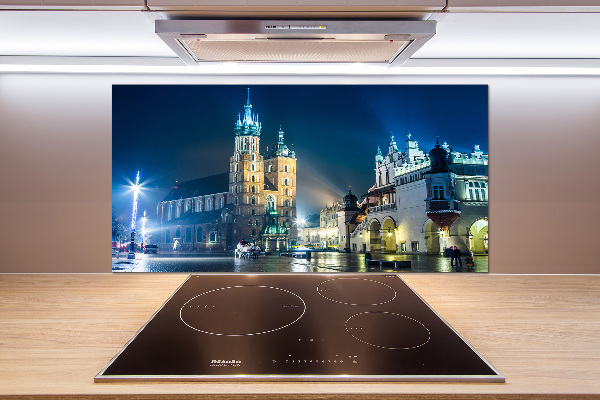 Glasrückwand für die küche Krakau bei Nacht