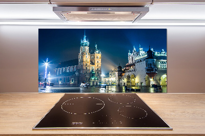 Glasrückwand für die küche Krakau bei Nacht