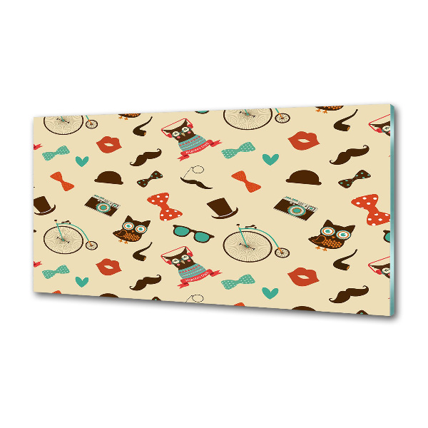 Platte für Küchenrückwand Hipster-Eulen