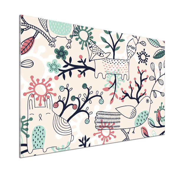 Platte für Küchenrückwand Tiere und Blumen