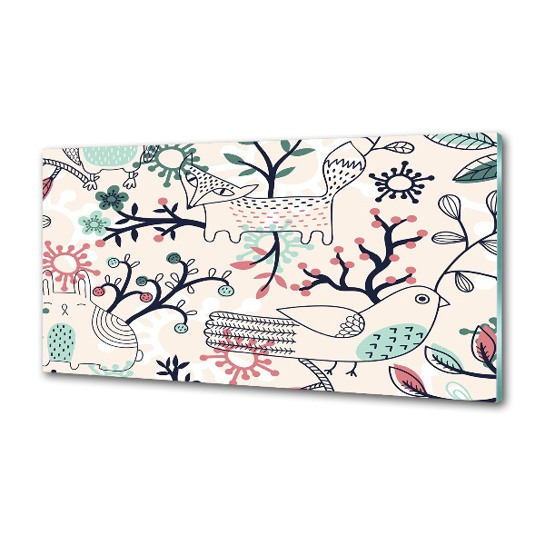 Platte für Küchenrückwand Tiere und Blumen