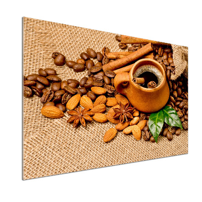 Küchen wandpaneel Kaffeebohnen und eine Tasse