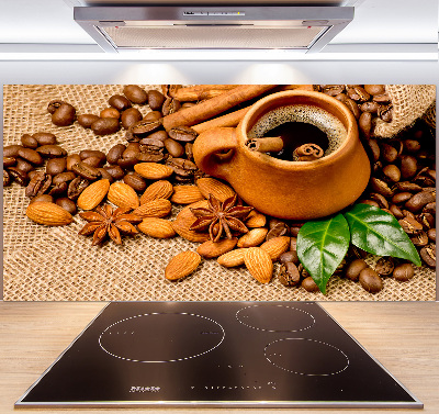 Küchen wandpaneel Kaffeebohnen und eine Tasse