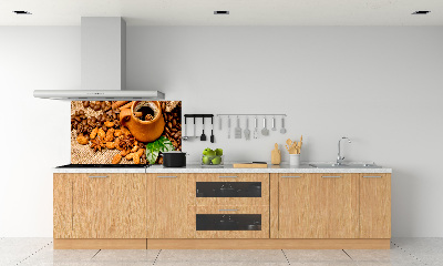 Küchen wandpaneel Kaffeebohnen und eine Tasse