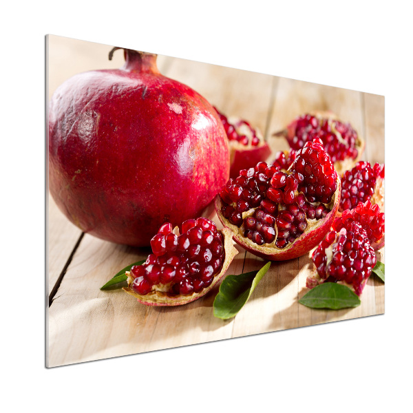 Glasrückwand für die küche Granatapfel mit Blättern