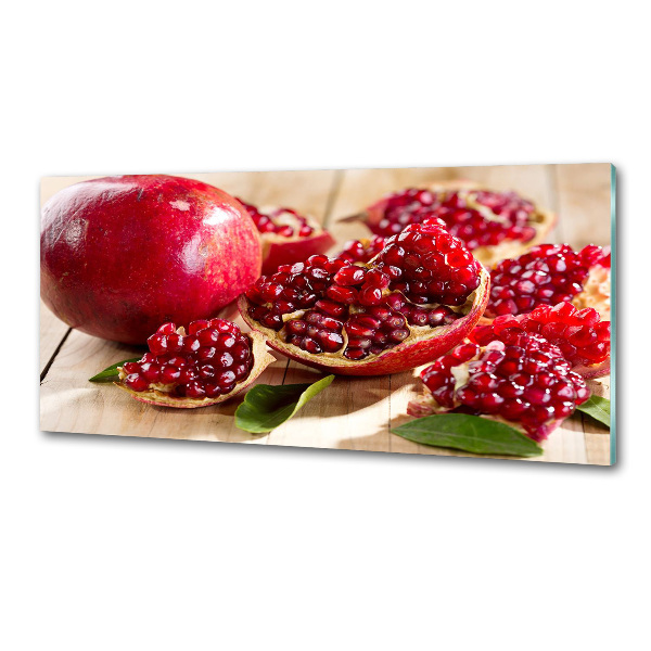Glasrückwand für die küche Granatapfel mit Blättern