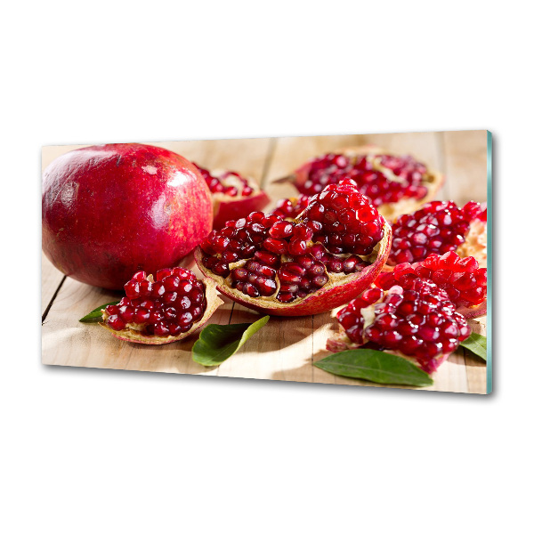 Glasrückwand für die küche Granatapfel mit Blättern