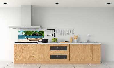 Küchen wandpaneel Ein Boot am Strand