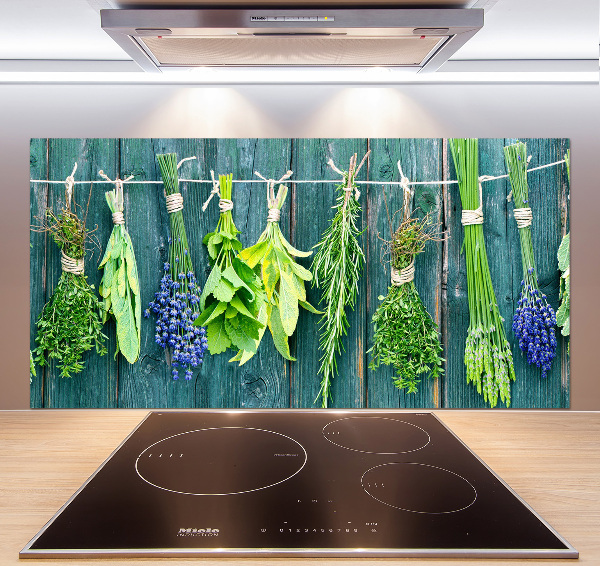 Platte für Küchenrückwand Kräuter an einer Schnur
