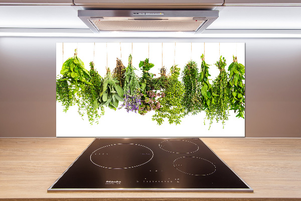 Platte für Küchenrückwand Kräuter an einer Schnur