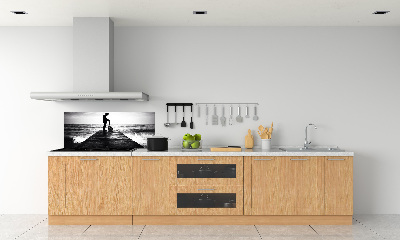 Glasrückwand für die küche Gitarrist auf dem Pier