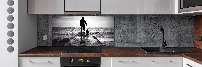 Platte für Küchenrückwand Gitarrist auf dem Pier