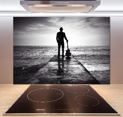 Platte für Küchenrückwand Gitarrist auf dem Pier