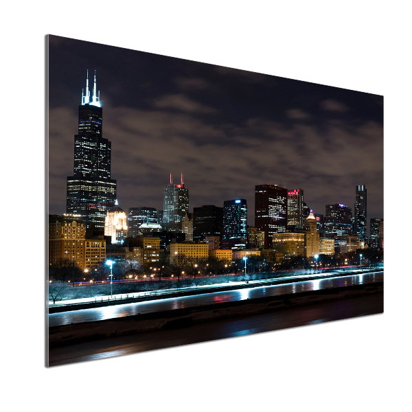 Platte für Küchenrückwand Chicago bei Nacht