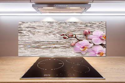 Küchen wandpaneel Orchidee auf Holz