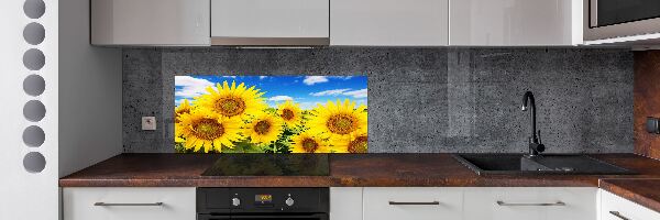 Glasrückwand für die küche Sonnenblumen