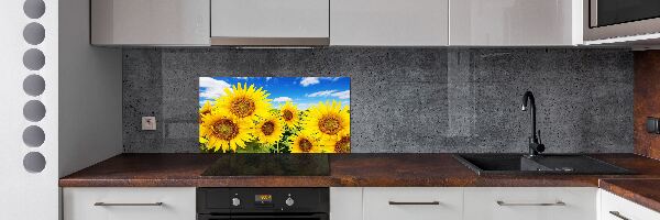 Glasrückwand für die küche Sonnenblumen