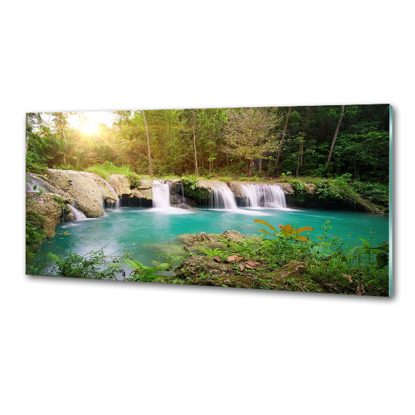 Platte für Küchenrückwand Wasserfall im Wald