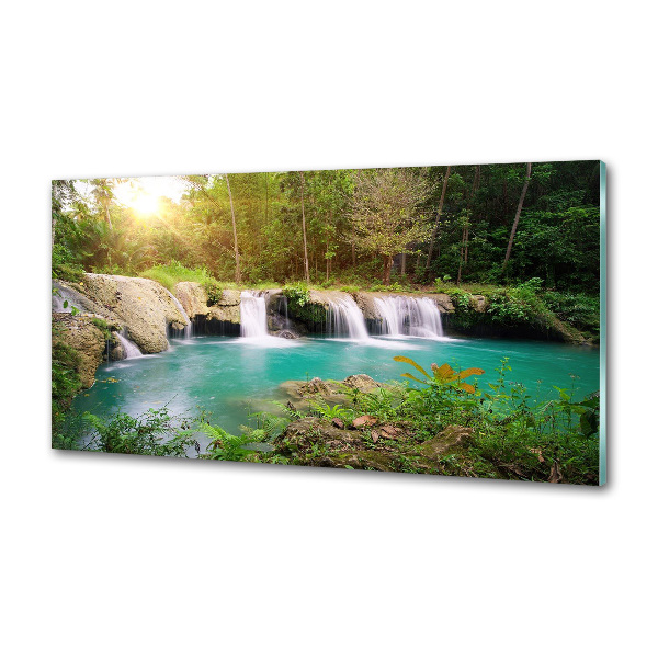 Platte für Küchenrückwand Wasserfall im Wald