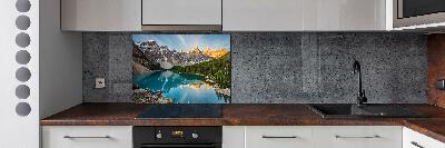 Glasrückwand für die küche See in den Bergen