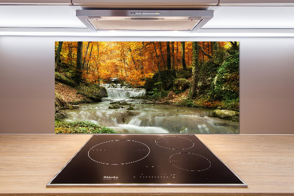 Glasrückwand für die küche Wasserfall im Wald