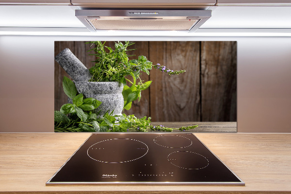 Platte für Küchenrückwand Kräuter im Mörser