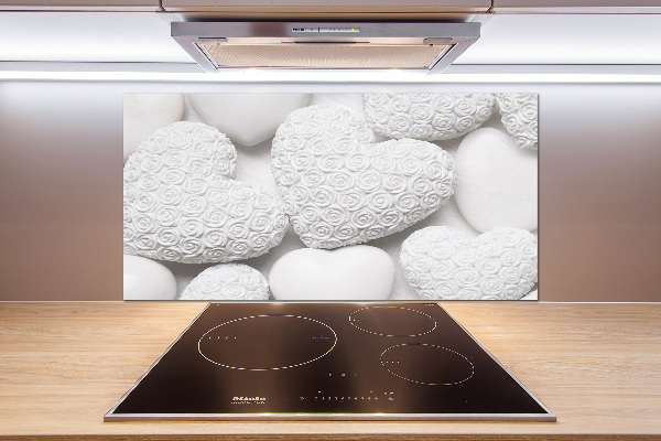 Glasrückwand für die küche Weißer Herz-Hintergrund