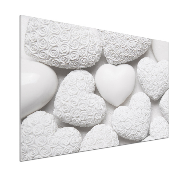 Glasrückwand für die küche Weißer Herz-Hintergrund