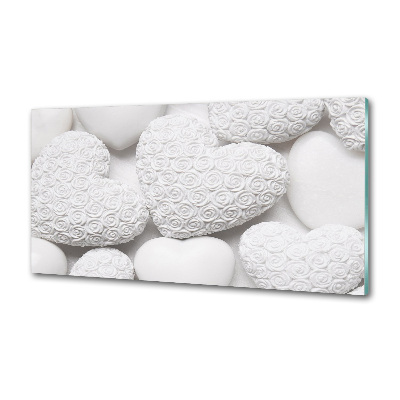 Glasrückwand für die küche Weißer Herz-Hintergrund