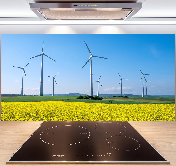 Glasrückwand für die küche Windmühlen auf dem Feld