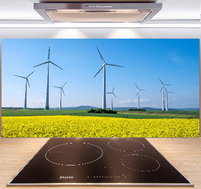 Glasrückwand für die küche Windmühlen auf dem Feld