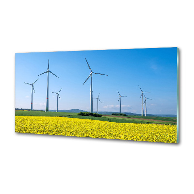 Glasrückwand für die küche Windmühlen auf dem Feld