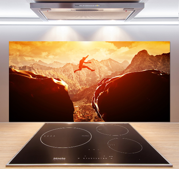 Glasrückwand für die küche Spring über den Abgrund