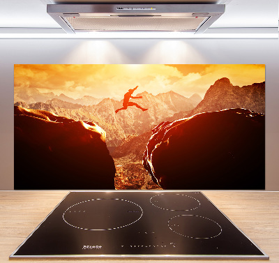 Glasrückwand für die küche Spring über den Abgrund