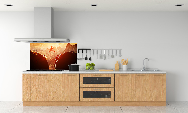 Glasrückwand für die küche Spring über den Abgrund