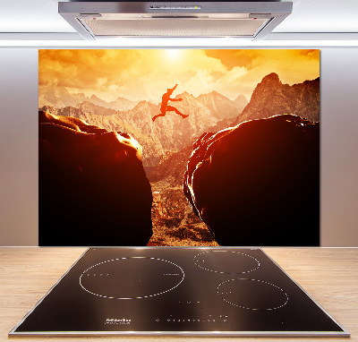 Glasrückwand für die küche Spring über den Abgrund