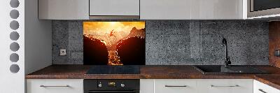 Glasrückwand für die küche Spring über den Abgrund