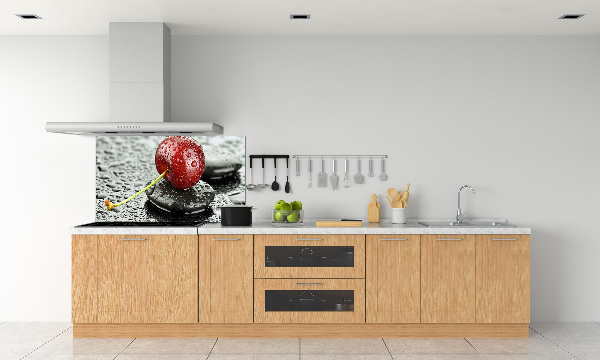 Glasrückwand für die küche Kirschbaum im Regen